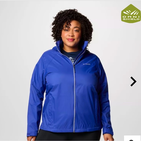 NWT Columbia Women's Plus Deep Blue Switchback III Hooded Rain Jacket sz 1X - Picture 1 of 13